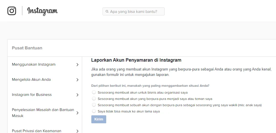 1. Menuju Web Menghapus Akun Instagram di Bantuan Menuju Web Menghapus Akun Instagram di Bantuan