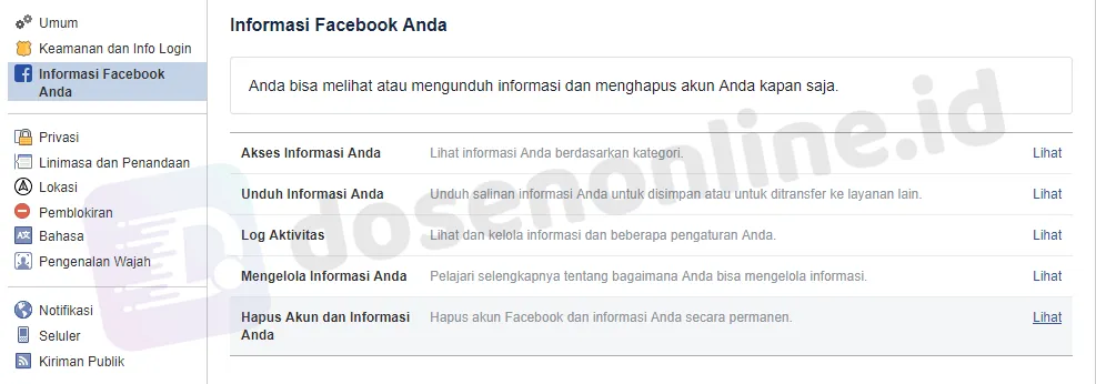3. Pilih Informasi Facebook Pilih Informasi Facebook