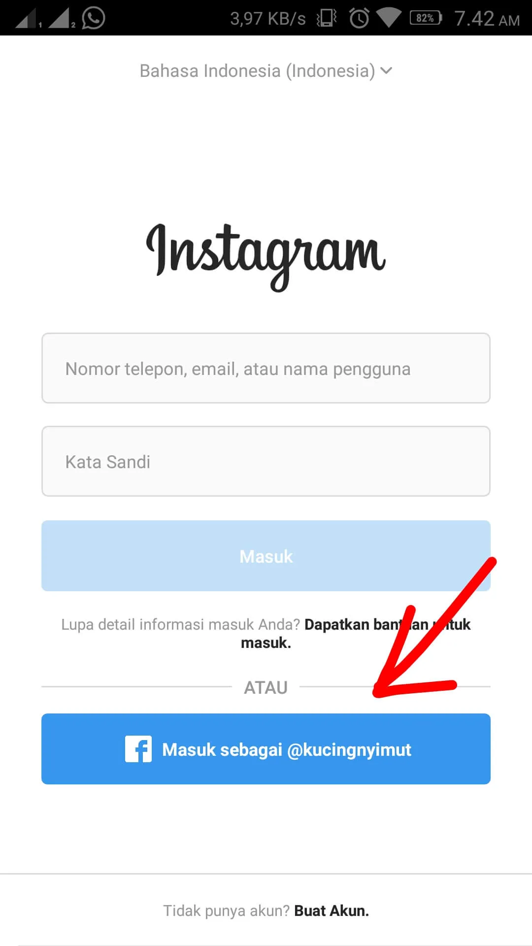 Login Instagram dengan satu klik Login Instagram dengan satu klik