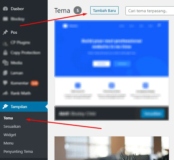 mengganti theme WordPress