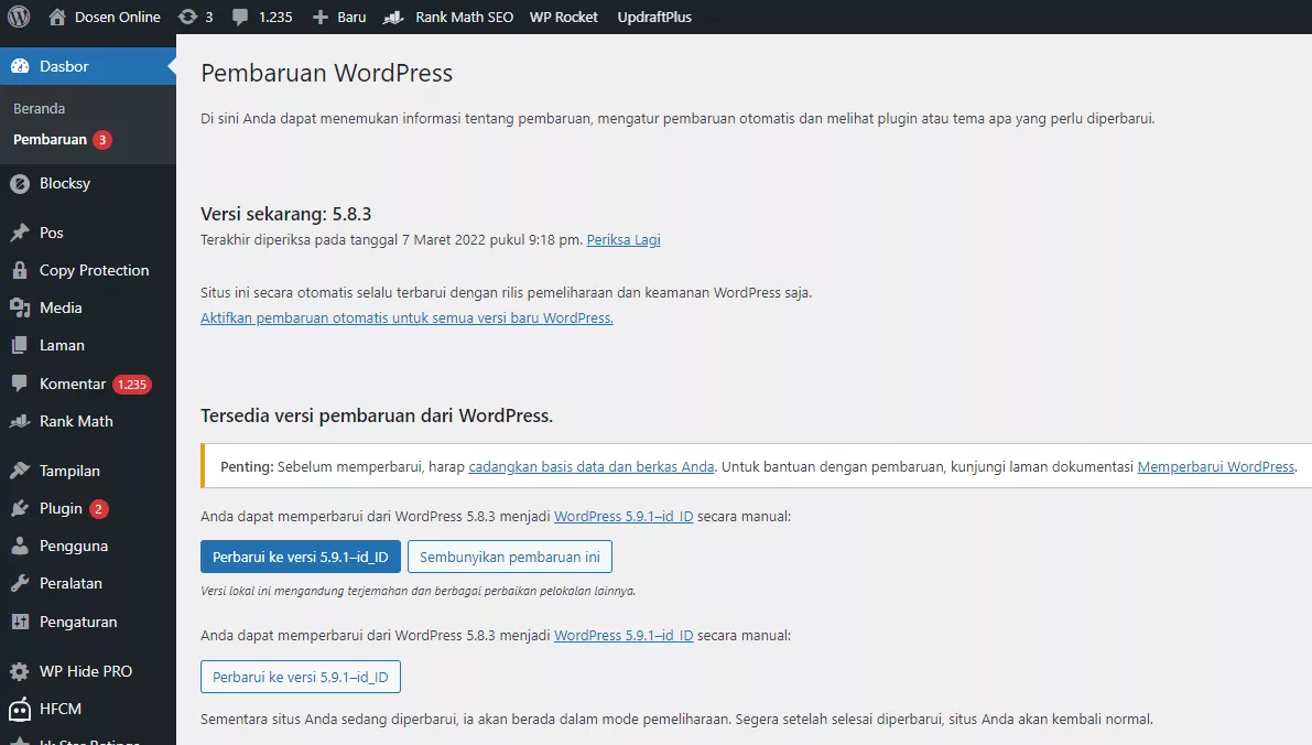 Perbarui WordPress ke Versi Terbaru
